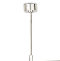 Wick Chandelier with polished nickel finish, linear design, and frosted acrylic bulb covers.
