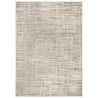 Nebulous Beige & Ivory Abstract Rug with a modern, low-profile, textured polyester design.