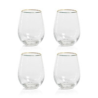 Hammered Glass with Gold Rim Tumblers, Set of 4 - Tumbler Side View | Bone & Brass