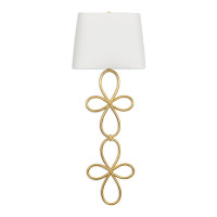 Minuet Gold Leaf Sconce, a 32.25" tall wall sconce with a white linen shade and elegant gold leaf base.