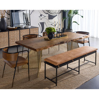 Zancor Gunmetal - Tan Leather Bench, view 3