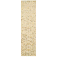 Long Palace Beige & Grey Traditional Wool Runner Rug with classic Oushak patterns.
