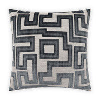 Modernist Steel Charcoal Gray Throw Pillow, 24x24, with a geometric maze pattern and plush texture.