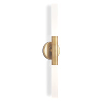 Wick Brass Hilo Sconce: modern double-ended brass sconce with frosted acrylic bulb covers.