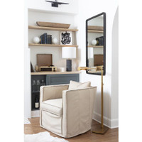 Knox Black Leather Rectangle Mirror - Mirror Frame Detail | Bone & Brass
