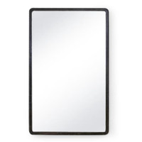 Knox Black Leather Rectangle Mirror | Bone & Brass