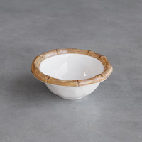 Vida Natural Bamboo & White Mini Dip Bowl - Set Top View | Bone & Brass