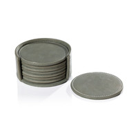Ruvo Sage Leather Coaster Set | Bone & Brass
