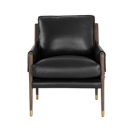 Mauti Distressed Brown - Cortina Black Leather Armchair, view 4