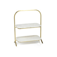 Madeleine 2-Tier Marble Tray Serving Stand | Bone & Brass