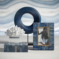 Biarritz Ribbed Blue Bone Inlay Decorative Box - Box Detail | Bone & Brass