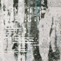 Malibu Grey & Multi Washable Rug, abstract grey, black, and light blue polyester design.