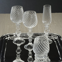 Rialto Twisted Optic White Wine Glasses, Set 4 - Glass View | Bone & Brass