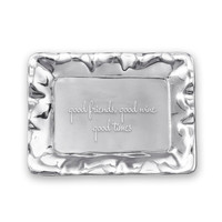 Giftables Vento Rectangular Engraved Tray "good friends, good wine, | Bone & Brass