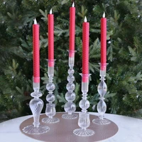 Glass Cambridge Sophia 9" Candlestick Holder Set 2 (Clear) - Candlestick Close Up | Bone & Brass