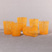 William Orange Speckled Glass Tumblers, Set 6 - Tumbler Close Up | Bone & Brass