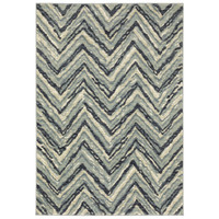 Seneca Blue & Ivory Chevron Rug with dense, high-pile polypropylene texture and modern zigzag pattern.