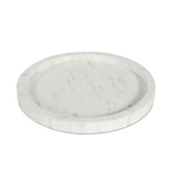 Round Capri natural ivory bone decorative tray, 16" wide, crafted from individual bone pieces.