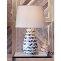 Cassia Blue Chevron Table Lamp - Lamp Detail | Bone & Brass