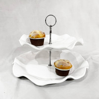 Havana Two Tiered White Serving Platter, view 2