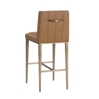 Wilbur Cognac Leather & Antique Brass Barstool - Stool Detail | Bone & Brass