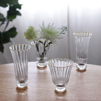 Glass Audrey Stemless All Purpose Glass Gold Rim Set 4 (Clear Gold), view 9