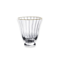 Glass Audrey Stemless All Purpose Glass Gold Rim Set 4 (Clear Gold) | Bone & Brass