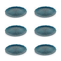 Exuma 11" Azur Blue Glass Plates, Set of 6 - Plate Top View | Bone & Brass