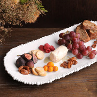 White Alegria Large Oval Serving Platter - Platter Top View | Bone & Brass