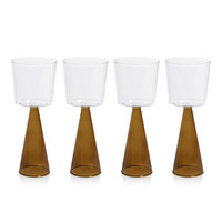 Vivian Amber Stem Red Wine Glasses, Set 4 - Glass Stem Detail | Bone & Brass