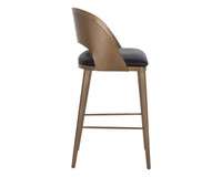 Dezirae Barstool Antique Brass - Charcoal Black Leather