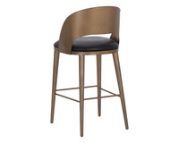 Dezirae Barstool Antique Brass - Charcoal Black Leather