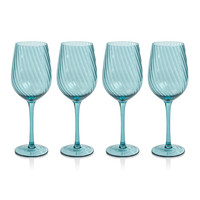 Sierra Optic Swirl White Wine Glasses, Set 4 - Glass Stem Detail | Bone & Brass