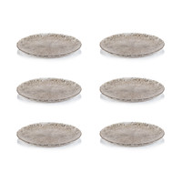 Luminara Golden Silver Fusion Glass Plate 11" Set 6 - Plate Top View | Bone & Brass