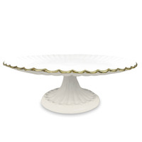 Encanto Vienna Pedestal Cake Plate (Cream White) | Bone & Brass