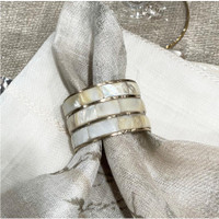 Mother Pearl Napkin Ring, Set 4 - Ring Side View | Bone & Brass