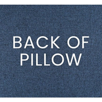 Back of Dev Embroidered Multi-Colored Throw Pillow, showing the solid blue polyester fabric.
