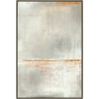 Abstract giclee painting with subtle gray, white, and warm rust tones, framed in a thin border.