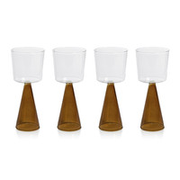 Vivian Amber Stem White Wine Glasses, Set 4 - Glass Stem Detail | Bone & Brass