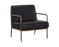 Lathan Charcoal Black Leather Lounge Chair