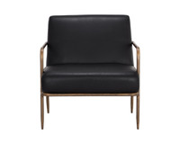 Lathan Charcoal Black Leather Lounge Chair