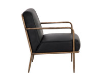 Lathan Charcoal Black Leather Lounge Chair