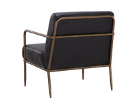 Lathan Charcoal Black Leather Lounge Chair