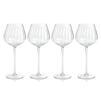 Madden Optic Red Wine Glasses, Set 4 - Glass Stem Detail | Bone & Brass