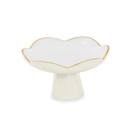 Encanto Cream & White Amelia Small Pedestal Serving Bowl | Bone & Brass