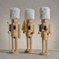 Ortwin Resin Nutcracker Figurines with Fur Hat, Set of 3 - Detail View | Bone & Brass