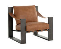 Berke Gunmetal - Tan Leather Lounge Chair