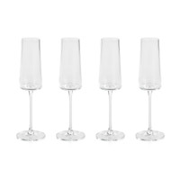 Benji Ribbed Textured Champagne Flutes, Set 4 - Glass Stem Detail | Bone & Brass