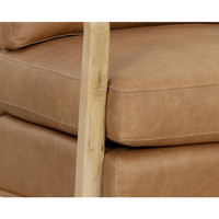 Castell Swivel Rustic Oak - Ludlow Sesame Leather Lounge Chair