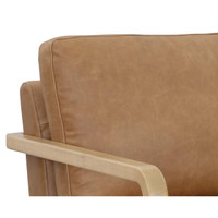 Castell Swivel Rustic Oak - Ludlow Sesame Leather Lounge Chair, view 2